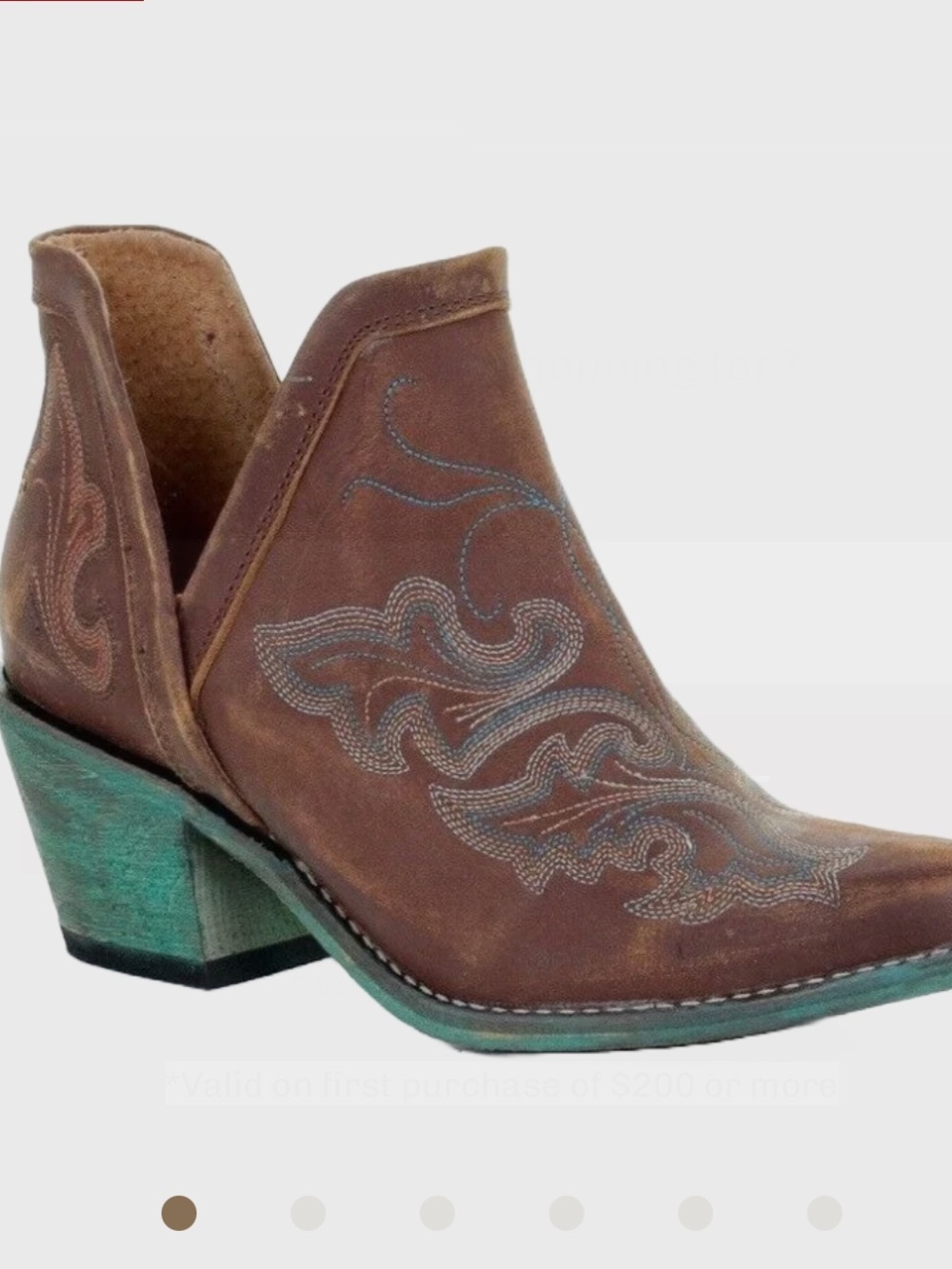 Circle G Brown Leather Western Cutout Booties with Turquoise Heel